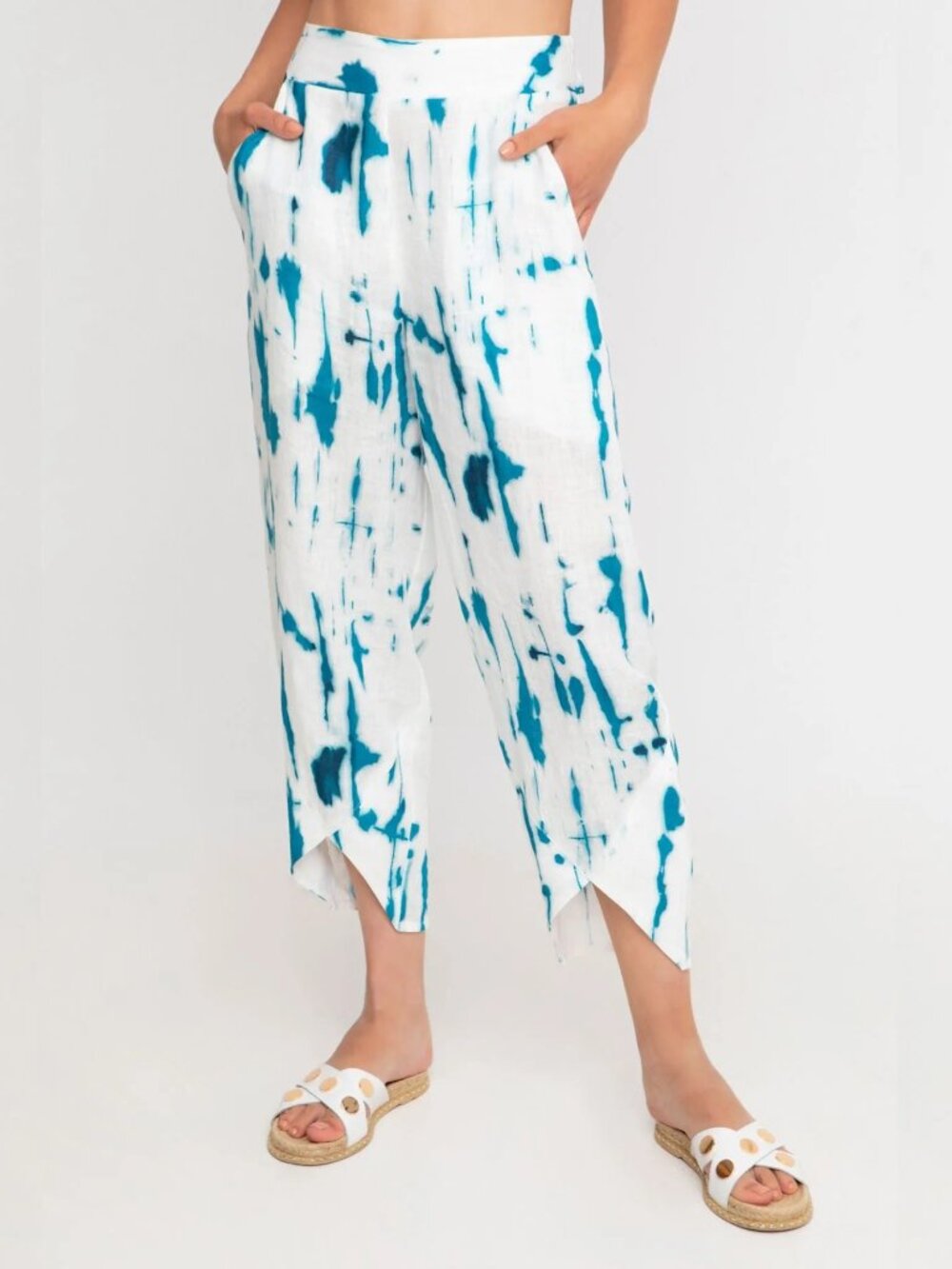 Alembika Ozai N Ku Island Linen Tulip Pants Lagenlook Art-to-Wear sz XS Relaxed